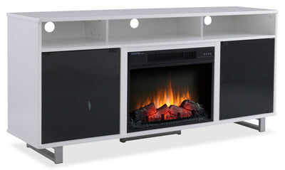 Ignatius 64" Modern Electric Fireplace TV Stand with Storage & Cable Management for TVs up to 70"- |Meuble pour téléviseur moderne Ignatius de 64 po avec foyer électrique, rangement et système de gest