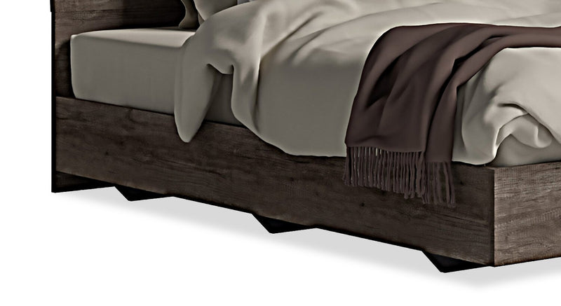 Lit à panneaux Gino avec tête de lit et cadre de lit - fabriqué en Italie, moderne, brun - format grand lit