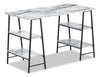 Bureau Jonnie de 47,25 po avec pattes de type chevalet - apparence marbre blanc