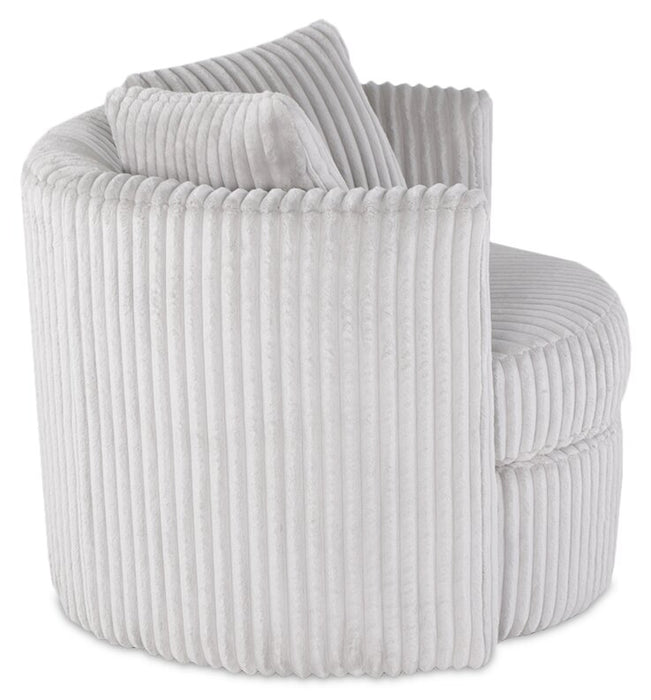 Fauteuil d’appoint pivotant Cuddler Petite de 36 po fabriqué au Canada en tissu de chenille - gris Groove Mist