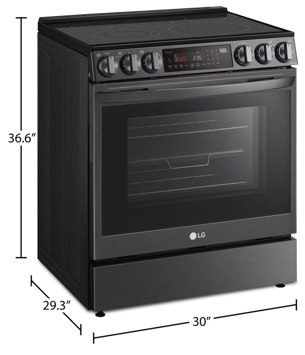 Cuisinière intelligente électrique LG de 6,3 pi³ avec friture à air et convection ProBake ConvectionMD - acier inoxydable noir Smudge-ProofMD - LSEL6335D