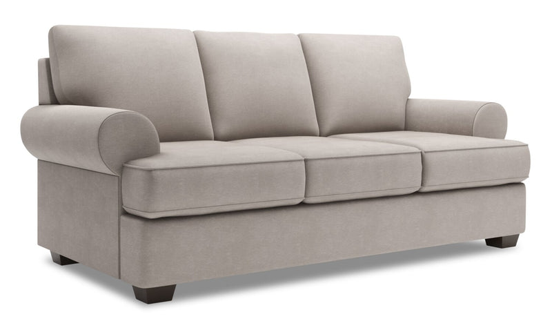 Sofa personnalisable Roll de Sofa Lab de 86 po fabriqué au Canada en tissu d’apparence lin avec accoudoirs enroulés - gris Pax Slate