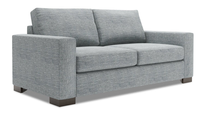 Sofa personnalisable Track de Sofa Lab de 75 po de format condo fabriqué au Canada en tissu d’apparence lin avec accoudoirs rectilignes - gris Luna Pewter