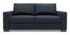 Sofa personnalisable Track de Sofa Lab de 75 po de format condo fabriqué au Canada en tissu d’apparence lin avec accoudoirs rectilignes - bleu Luna Sailor