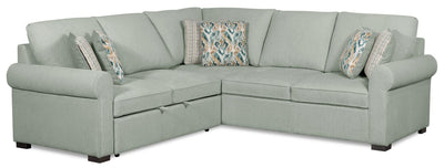 Scott Living Haven 2-Piece Left-Facing Chenille Fabric Sleeper Sectional - Seafoam Blue | Sofa-lit sectionnel de gauche Haven de Scott Living 2 pièces en tissu de chenille - bleu écume de mer