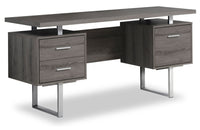 Bureau réversible Teagan de 60 po à 3 tiroirs - gris foncé