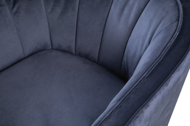 Fauteuil d’appoint Brinley de 29 po en tissu de velours avec pattes en bois - bleu