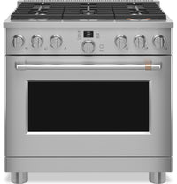 Cuisinière intelligente hybride Café de 5,7 pi³ avec convection européenne véritable et grilles auto…