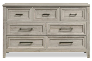 Commode Lara de 60,6 po (L) x 38 po (H) à 7 tiroirs pour la chambre à coucher - gris antique