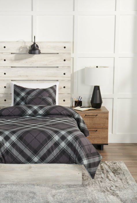 Ensemble d'édredon William 4 pièces pour lit double ou grand lit - gris