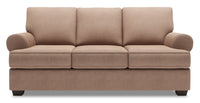 Sofa Roll de Sofa Lab de 86 po fabriqué au Canada en tissu d’apparence lin avec accoudoirs enroulés - brun Pax Wicker
