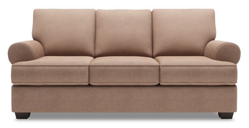 Sofa personnalisable Roll de Sofa Lab de 86 po fabriqué au Canada en tissu d’apparence lin avec accoudoirs enroulés - brun Pax Wicker