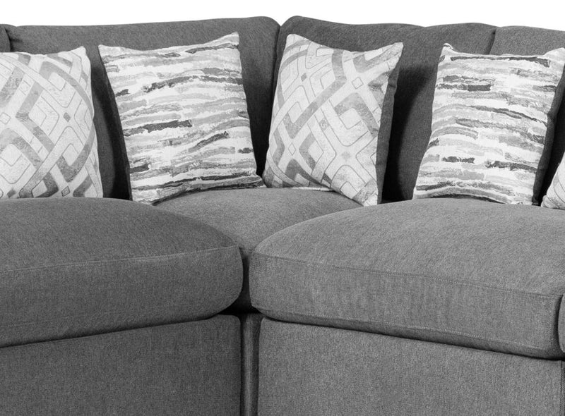 Sofa sectionnel modulaire de style cocon Evolve de Scott Living 4 pièces en tissu d’apparence lin avec coussins en duvet et plumes - anthracite