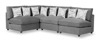 Sofa sectionnel modulaire Evolve de Scott Living 4 pièces en tissu d’apparence lin avec coussins en duvet et plumes - gris anthracite