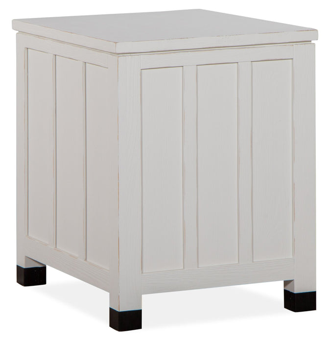Table de fauteuil moderne Harper de 20 po avec porte en verre et rangement - pin blanc