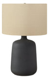 Lampe de table de 24 po en céramique noire avec abat-jour beige