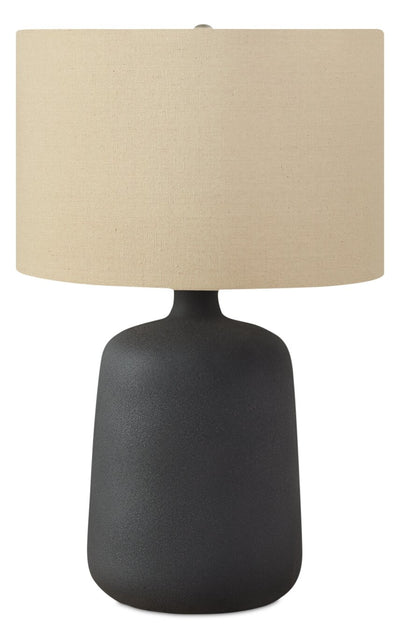 24" Black Ceramic with Beige Shade Table Lamp|Lampe de table de 24 po en céramique noire avec abat-jour beige