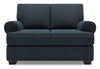 Causeuse personnalisable Roll de Sofa Lab de 64 po fabriquée au Canada en tissu d’apparence lin avec accoudoirs enroulés - bleu Luna Sailor