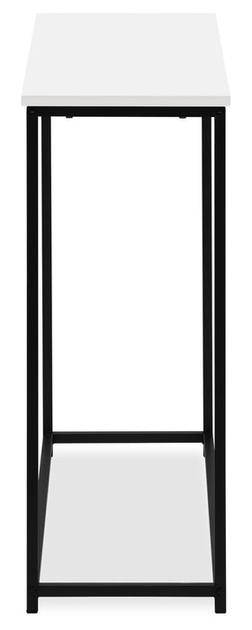 Table de salon moderne Alma de 31,5 po - blanche avec armature en métal noir