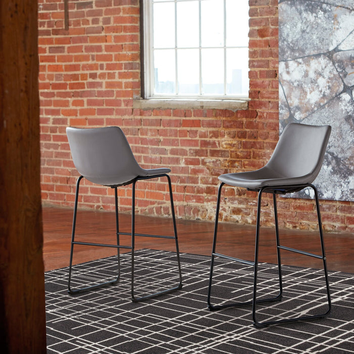 Tabouret bar Cole en tissu de cuir végétalien et en métal - gris