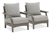 Ensemble de 2 fauteuils Cape pour la terrasse à l’extérieur - plastique à haute densité et tissu Nuvella - gris