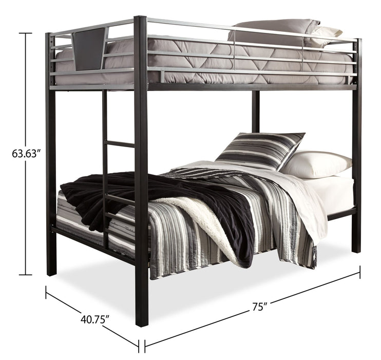 Lits superposés Jett en métal pour enfants avec échelle et garde-corps, noir et gris - simple et simple
