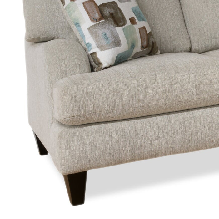 Sofa sectionnel de droite Nofia 3 pièces fabriqué au Canada en tissu de chenille avec coussins décoratifs et pattes en bois - beige lin