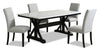 Ensemble de salle à manger Verona 5 pièces avec table de 70 po (L), dessus en marbre synthétique, base à tréteaux et 4 chaises - blanc