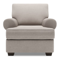 Fauteuil Roll de Sofa Lab de 42 po fabriqué au Canada en tissu d’apparence lin avec accoudoirs enroulés - gris Pax Slate