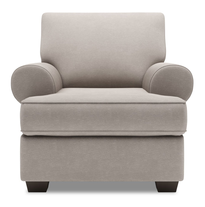 Fauteuil Roll de Sofa Lab personnalisable de 42 po fabriqué au Canada en tissu d’apparence lin avec accoudoirs enroulés - gris Pax Slate