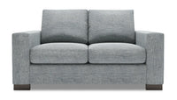 Causeuse Track de Sofa Lab de 62 po fabriquée au Canada en tissu d’apparence lin avec accoudoirs rectilignes - gris Luna Pewter