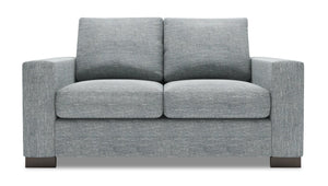 Causeuse personnalisable Track de Sofa Lab de 62 po fabriquée au Canada en tissu d’apparence lin avec accoudoirs rectilignes - gris Luna Pewter