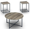 Ensemble 3 tables rustiques Wadeworth de 31,5 po (table à café et 2 tables de bout) - taupe avec pattes en métal