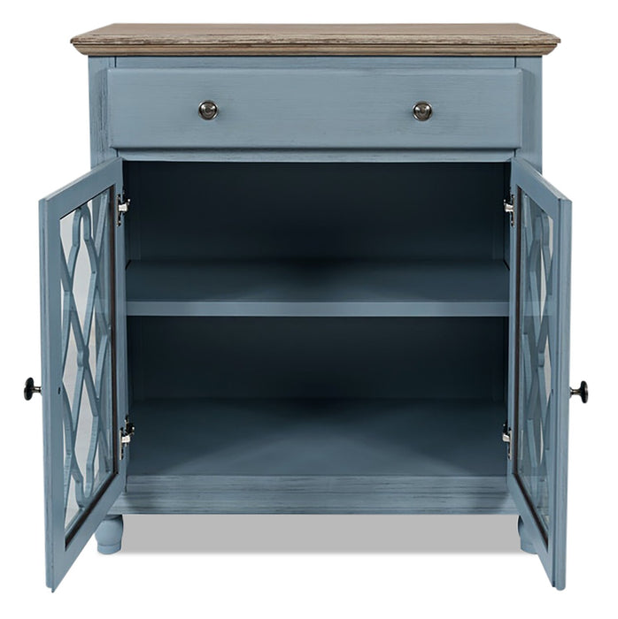 Armoire décorative Carmine de 31 po avec portes en verre - bleue