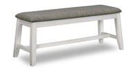 Banc de salle à manger Echo de 47,24 po (L) en bois avec tissu d’apparence lin - gris et blanc