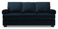 Sofa-lit Roll de Sofa Lab de 86 po fabriqué au Canada en tissu de chenille avec accoudoirs enroulés - bleu Luxury Indigo
