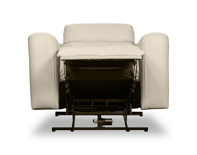 Fauteuil à inclinaison électrique Prescott de Scott Living de 42,5 po en cuir véritable avec appuie-tête électrique - gris platine