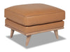 Pouf Vivia de 28 po en cuir véritable avec base en bois - brun caramel