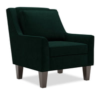Fauteuil d’appoint club Sofa Lab de 29 po fabriqué au Canada en tissu de velours avec pattes en bois - vert Hunter Green
