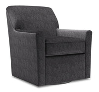 Fauteuil d’appoint pivotant Sofa Lab de 31 po fabriqué au Canada en tissu de chenille - gris Luxury Charcoal