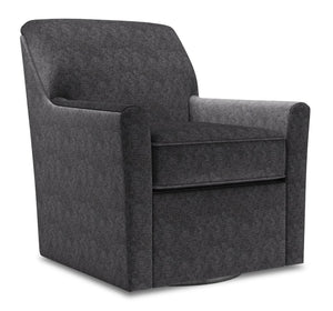 Fauteuil d’appoint pivotant Sofa Lab personnalisable de 31 po fabriqué au Canada en tissu de chenille - gris Luxury Charcoal