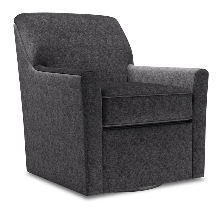 Fauteuil d’appoint pivotant Sofa Lab personnalisable de 31 po fabriqué au Canada en tissu de chenille - gris Luxury Charcoal