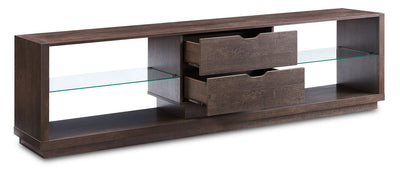 Alex 84” TV Stand - Contemporary style TV Stand in Walnut Oak