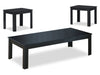 Ensemble 3 tables modernes Kiana de 44 po (table à café et 2 tables de bout) - noir