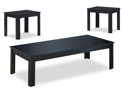 Kiana 3-Piece Coffee and Two End Tables Package - Black