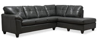 Sofa sectionnel de droite Addison 2 pièces fabriqué au Canada en tissu d’apparence cuir avec coussins de siège amovibles - gris