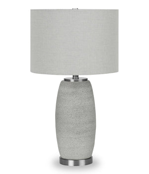 Lampe de table de 25 po en céramique grise avec base argentée