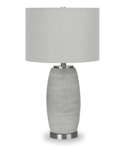25" Grey Ceramic with Silver Base Table Lamp|Lampe de table de 25 po en céramique grise avec base argentée