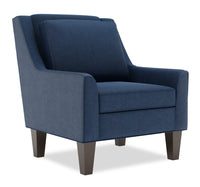 Fauteuil d’appoint club Sofa Lab de 29 po fabriqué au Canada en tissu d’apparence lin avec pattes en bois - bleu Pax Navy