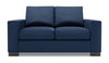 Causeuse personnalisable Track de Sofa Lab de 62 po fabriquée au Canada en tissu d’apparence lin avec accoudoirs rectilignes - bleu Pax Navy